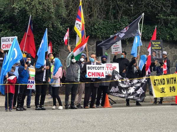 Friends of Canada-India, others hold protest against China in Vancouver for release of 2 detained Canadians