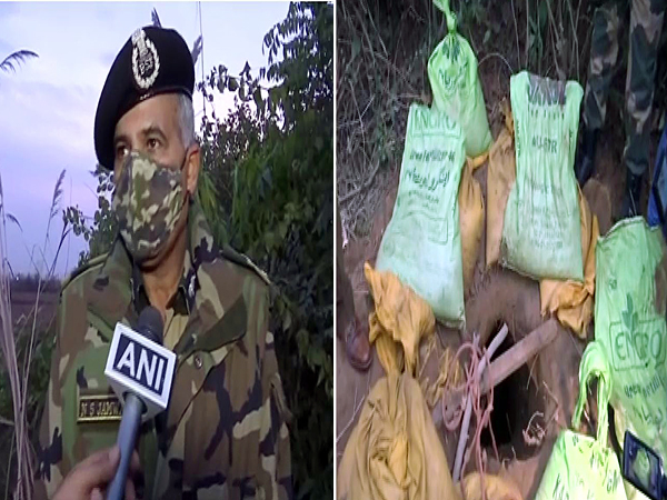 (From left to right) BSF Jammu frontier, Inspector General, N S Jamwal, A tunnel discovered by BSF in J&K's Samba district.
