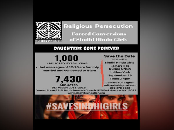 Sindhi Foundation to hold protest against forceful conversion of girls in Pak during UNGA session