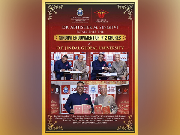Dr Abhishek M. Singhvi establishes Rs 2 crore Endowment at O.P. Jindal Global University