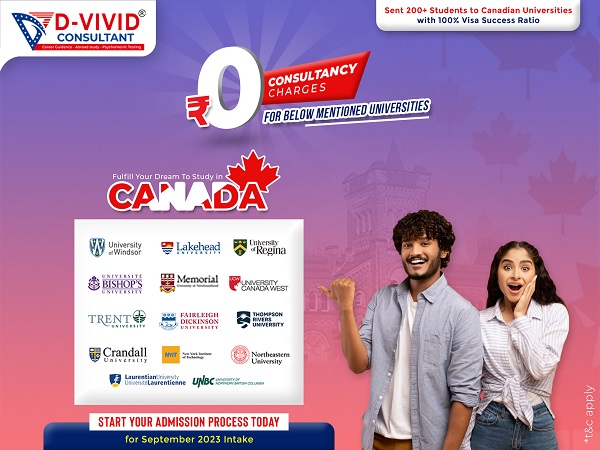 D-Vivid Consultant offering students the ideal way of studying abroad; invites students to its Canada admission program with an amazing offer