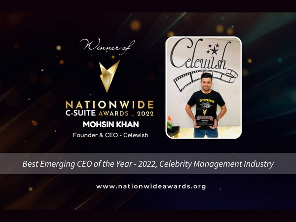 Business Mint recognized Mohsin Khan, as Best Emerging CEO of the Year 2022 in Celebrity Management Category