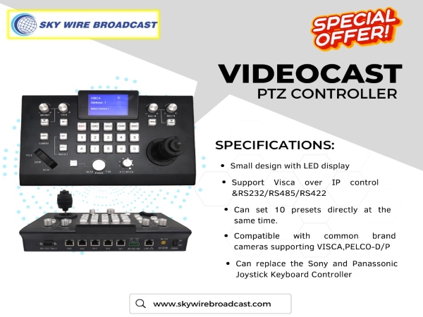 Sky Wire Broadcast launches 5 Channel PTZ Controller with LED Display
