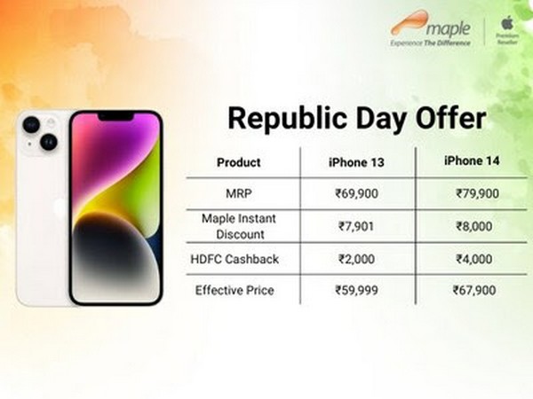 Maple's Biggest Republic Day Sale: iPhone 13 price down to Rs. 59,999 and iPhone 14 at Rs. 67,900