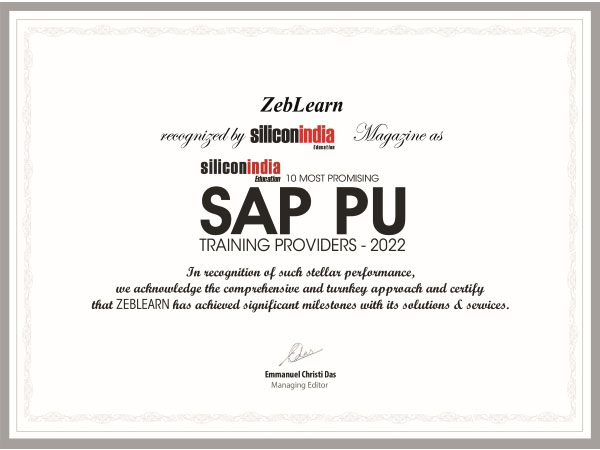 Zeblearn wins the "Most Trusted SAP & IT online training Edtech company in NOIDA" award