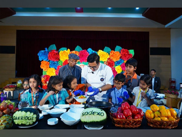 Chef Ajay Chopra with students at Oakridge International School, Gachibowli