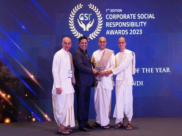 ISKCON Bhiwandi wins the most committed NGO of the year award at CSR Summit'2023