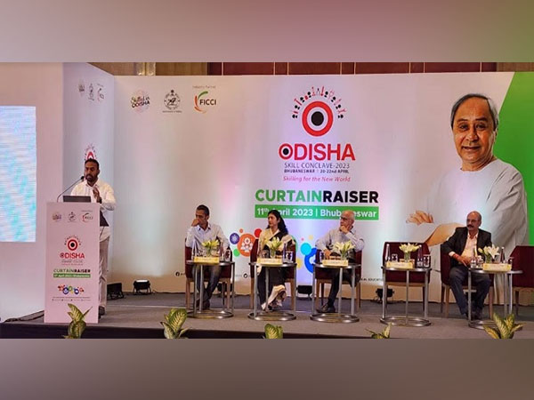 Pritiranjan Gharai, Minister of State, Government of Odisha addressing the curtain raiser event for the upcoming Odisha Skill Conclave 2023 held in Bhubaneswar yesterday