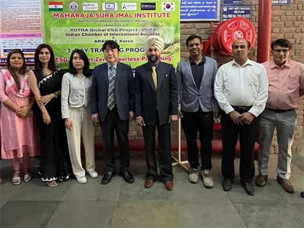 Dr In Pyo Hwang, Director, Arasoft, and Chief of Institute of Global Competency Development (IGCD), Seoul, and his assistant NG Yong XIN at Maharaja Surajmal Institute in Janakpuri, Delhi, on Tuesday