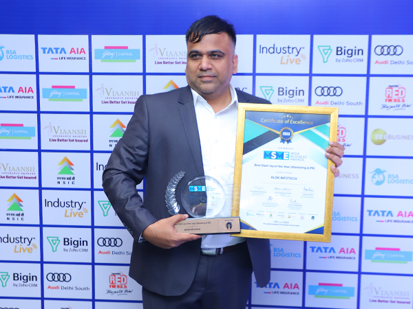 Alok Infotech Honoured with Best Start-up Award at MSME India Business Awards 2023 in Marketing & PR Category
