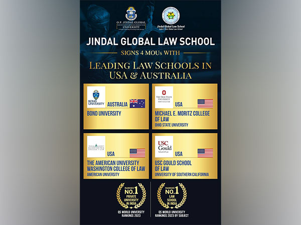 Jindal Global Law School (JGLS) signs 4 MoUs with Leading Law Schools in USA & Australia for Transnational Learning