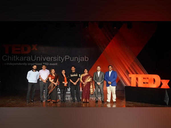 TEDx speakers Prince Narula, Saumya Kulshreshtha, Sri Charan Lakkaraju alongside Chitkara University faculty members at Chitkara University Punjab