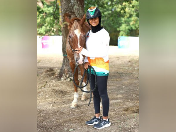First Indian young lady rider Nida Anjum Chelat with her companion horse Epsilonn Salou at the FEI Equestrian World Endurance Championship for Young riders and Juniors, France, Sep 2, 2023