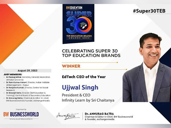 Ujjwal Singh Emerges as the Lone Winner at "Super Top 30 Education Brand Awards" by Business World Education