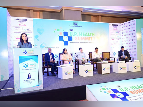 Michelle Erwee, Global Head of Access to Medicines, Takeda delivering keynote address at the inaugural session of the 5th edition of CII UP Health Summit