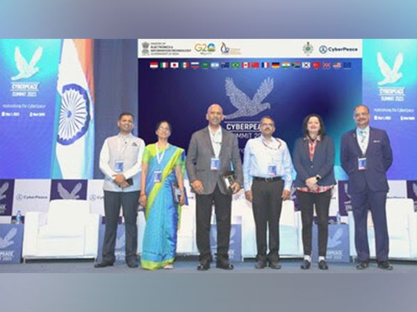 (LtoR) Maj Vineet, Founder & Global President CyberPeace, Dr. Krishnashree, Civil 20, SN Pradhan IPS DG NCB, Naveen, DG NCIIPC, Subi InMobi, Lt Gen (Dr.) Rajesh P