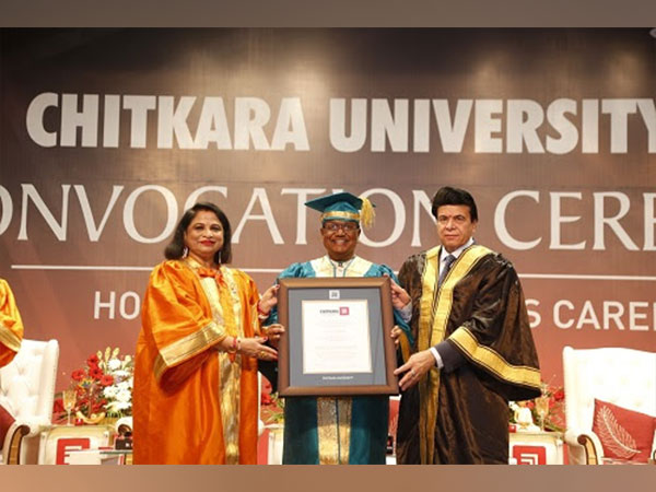 J A Chowdary being honoured with Honorary Doctorate at Chitkara University
