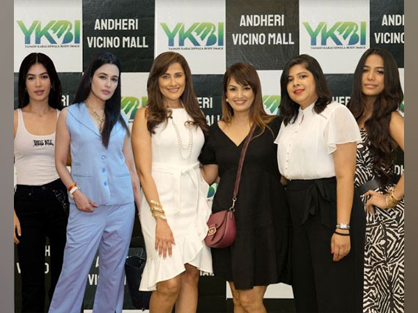 Bandgi Kalra, Yuvika Chaudhary, Yasmin Karachiwala, Nisha Rawal, Urvi Patel, and Poonam Pandey at the launch of Yasmin Karachiwala's new YKBI at Andheri