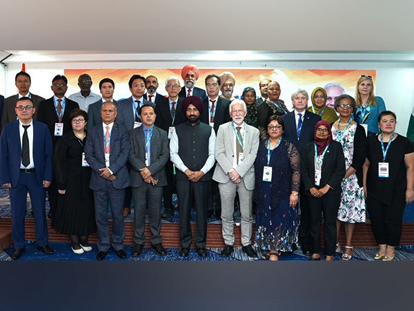 Satnam Singh Sandhu, Chancellor Chandigarh University & chief patron, NID Foundation with academic leaders from different countries during the International Conference at Chandigarh University campus
