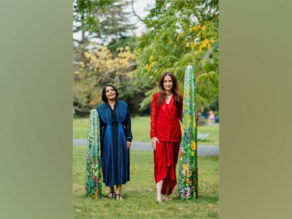 (From right to left) Anu Menda, Founder and Managing Trustee of the RMZ Foundation and Artist Suhasini Kejriwal endorsing 'Garden of Un-Earthly Delights