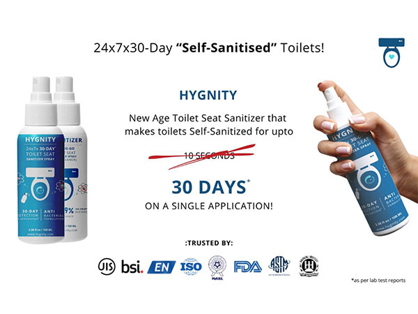 Hygnity - a new-age toilet seat sanitizer that offers 24x7x30-Day "self-sanitized" toilets!
