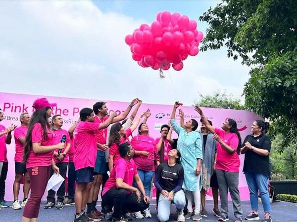 A sea of pink balloons takes flight as 2000+ participants celebrate 'Pink Up the Pace 2023,' marking 8 years of 'Pink Wave' empowering breast cancer awareness