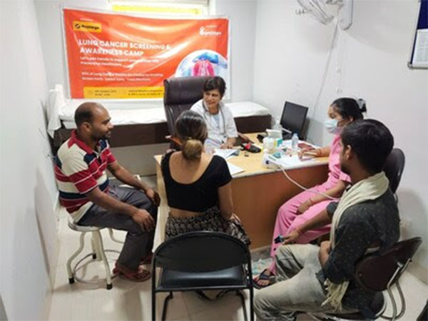 A consultation session with doctor in progress at the Promega Cancer Screening Camp at Noida