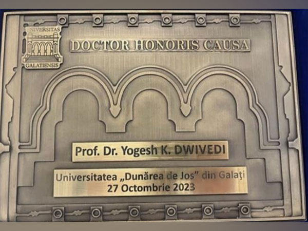 Distinguished Professor at Symbiosis International (Deemed University) Honored with Doctor Honoris Causa by University of Galati, Romania