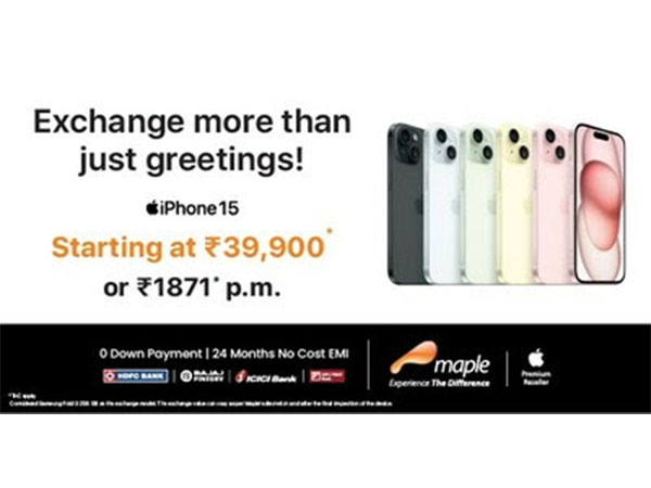 Maple offers best exchange value in town: iPhone 15 at Rs. 39,900 or Rs.1,871 p.m.