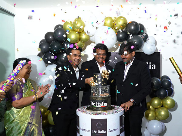 Founders of Aertsen Living & De Italia Manidhar Anumula, Ar. Suresh Nagala and Vinay Addagiri launching De Italia New store at Jubilee Hills