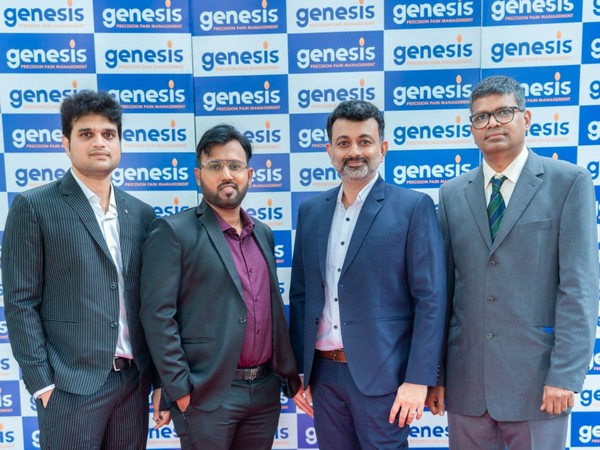 Dr. Swaroop Chandra Sudanagunta , Dr. K. V. Shivanand Reddy, Dr. Gopi Krishna Reddy G, Dr. V.S.RajeshKhanna at the launch of Genesis Pain Clinics, Banjara Hills, Hyderabad