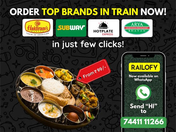 Order top food brands in trains using Railofy Hotplate on WhatsApp - 7441111266 (authorized partner of IRCTC eCatering: Food on Track)