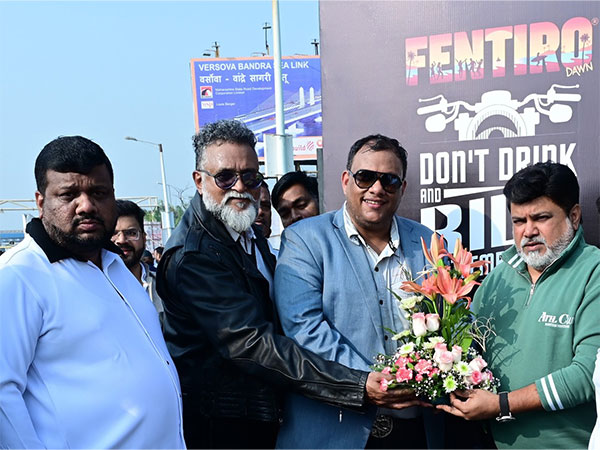 Industry Minister Uday Samant with Carl Sequeira, Shekhar Shringare and Kunal Sarmalkar at the "Fentiro Don't Drink & Ride Gentlemen Rally"
