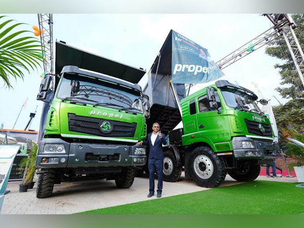 V. Senthilkumar, Managing Director, Propel Industries along with Minister Nitin Gadkari launched indigenous EV Dump Trucks at EXCON 2023