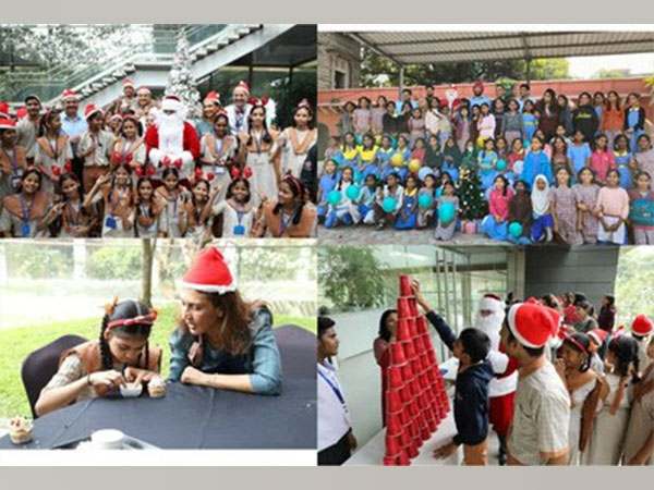 Teach For India children celebrating Christmas at the on-ground event of Godrej Vikhroli Cucina's 'One Wish at a Time' initiative