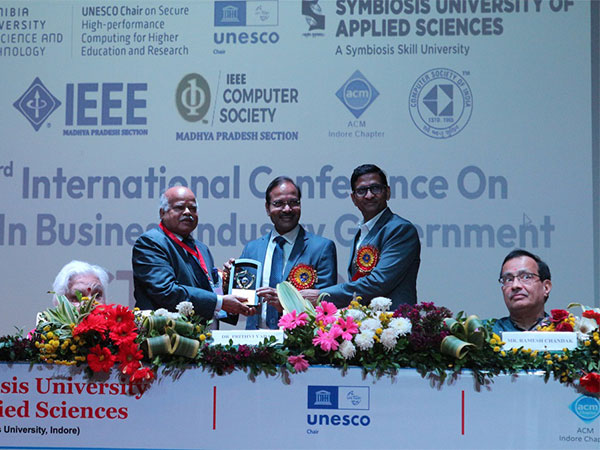 (L-R) Dr. A. K. Nayak of The Global Open University, Dr. Prithvi Yadav, Vice Chancellor, SUAS and Dr. Durgesh Mishra, from SCSIT at IEEE-ICTBIG 23