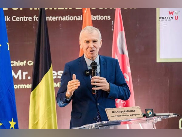 Former Prime Minister of Belgium, Yves Leterme, addressing the conclave on "Enhancing India-European Union Bilateral Relations" at Woxsen University, Hyderabad