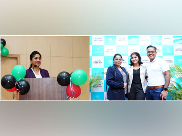 Principal, Baljeet delivering the inaugural speech(Left), Students with parents at the Alumni meet(Right)