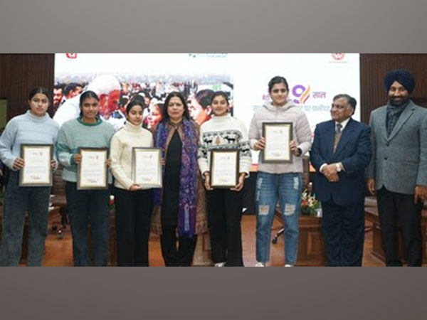 Youth girl achievers from various fields and different universities, including Chandigarh University being honored during 'Betiyon Ki Lohri' at Panipat; organized by Indian Minorities Foundation.