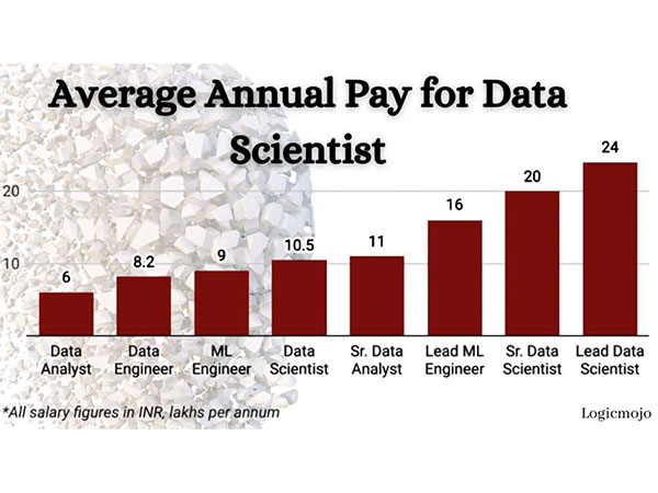 The statistics below represent the average salary package candidates receive in the Data Science & AI field.