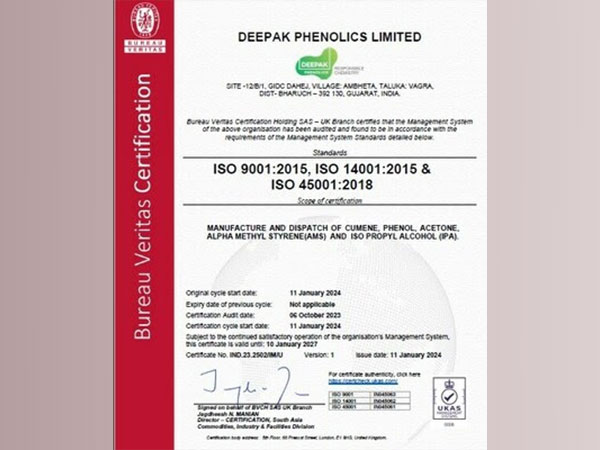 Deepak Phenolics Limited (DPL) is now accredited as an ISO Certified Company