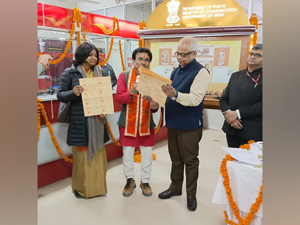 Vineet Pandey, Secretary - Post, Govt. of India releasing the date stamped postcard on January 22, 2024 at Ayodhya