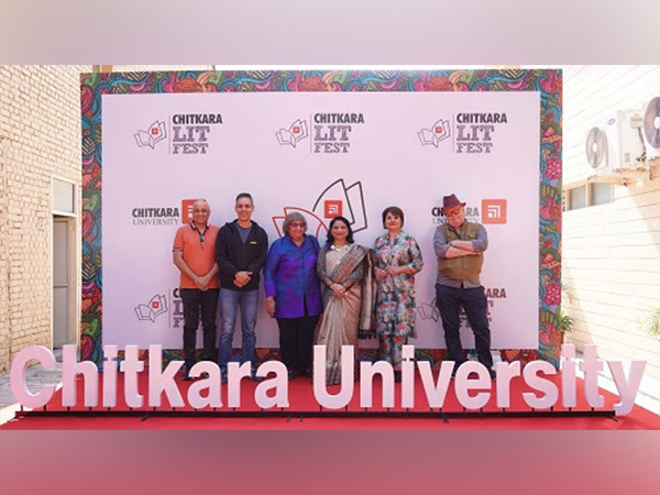 Dr Madhu Chitkara, Pro-Chancellor, Chitkara University with Ankur Warikoo, Lady Kishwar Desai, Laxmi Dhaul, Ketan Bhagat and Zac O'Yeah at Chitkara Lit Fest