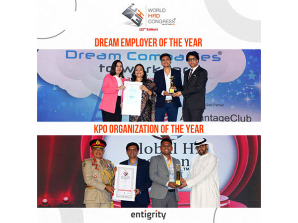 Entigrity Wins KPO Organization and Dream Employer of the Year Awards 2024, at the World HRD Congress