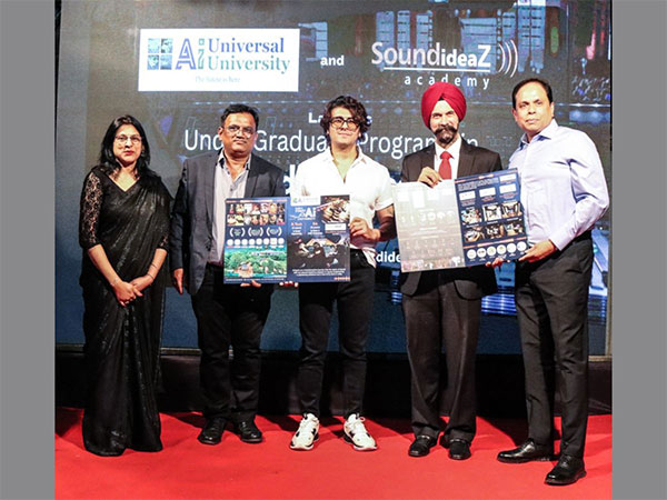 Singer Sonu Nigam, Prof Tarundeep Singh Anand, Dr Pramod Chandorkar with others at the launch of an AI - embedded Sound and Music Degree Programme by Universal AI University and SoundideaZ Academy