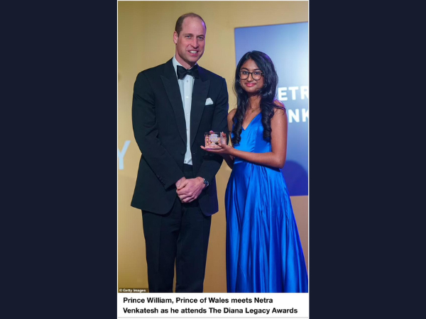 Indian origin student honored with prestigious Diana Legacy Award for exceptional humanitarian efforts