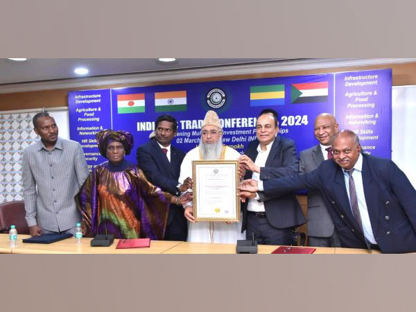 Chairman BM Farookh honored by the Chief Imam of India, Ambassador of Sudan, Deputy Ambassador of Chad, First Secretary of Nigeria, Ambassador Amrit Lugun IFS, and Vice Chancellor of SRM University
