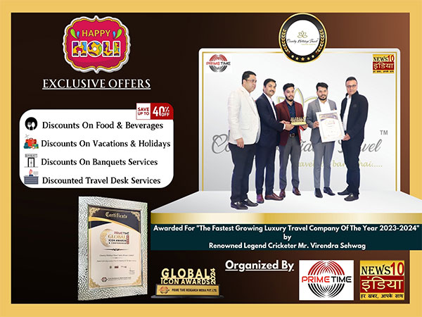 Country Holidays Travel India Awarded By Virender Sehwag For The Best Service In The Travel Industry