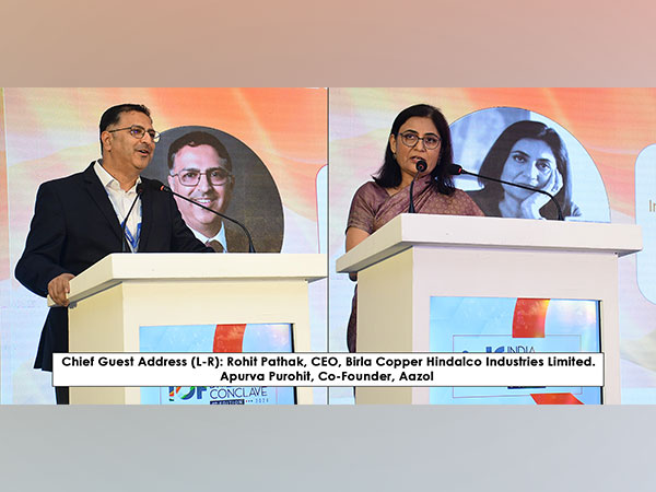 Chief Guest Address (L-R) Rohit Pathak, CEO, Birla Copper Hindalco Industries Limited & Apurva Purohit, Co-Founder, Aazol