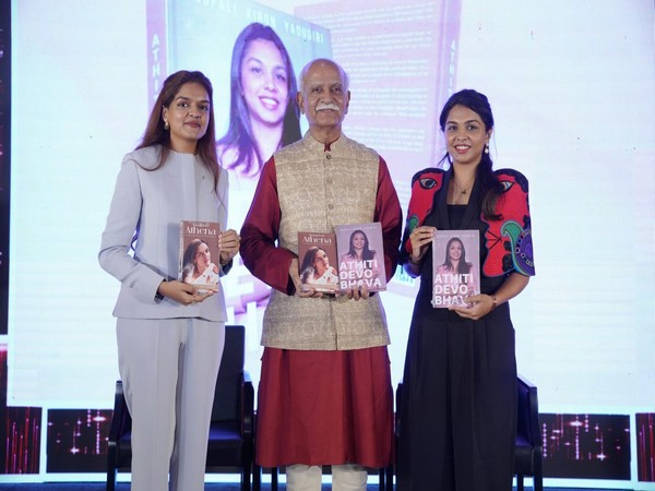 Founder chairman of CYIENT group, Dr. BVR Mohan Reddy and Young Authors Deepshika Yadugiri and Roopali Kiron Yadugiri.